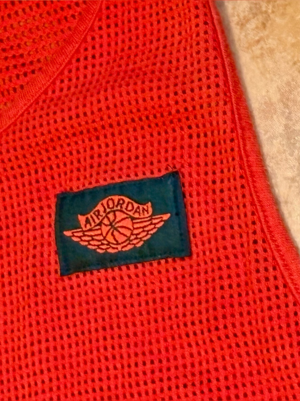 Vintage 1985 Nike Air Jordan Tank Top Wings Logo Large Black Red Mesh 80s Rare
